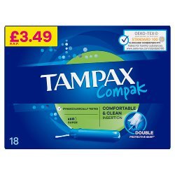 TAMPAX COMPAK SUPER TAMPONS PM 3.49 18pack